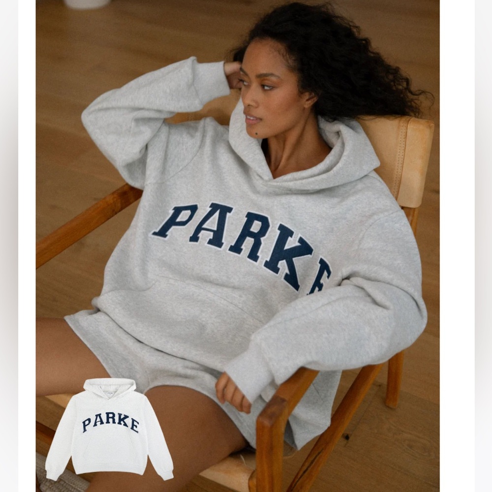 PARKE Grey Varsity Hoodie Sweatshirt S/M